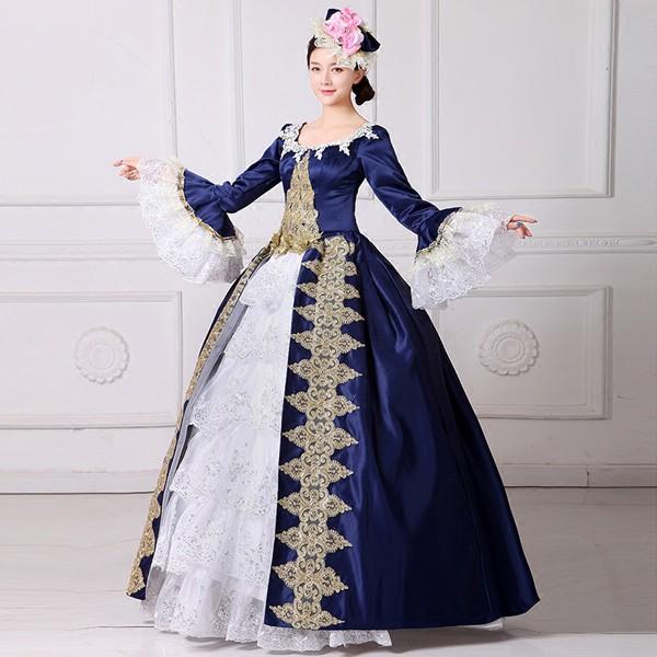 ネイビードレス オペラ 声楽 中世貴族風豪華お姫様ドレス ウェディング 