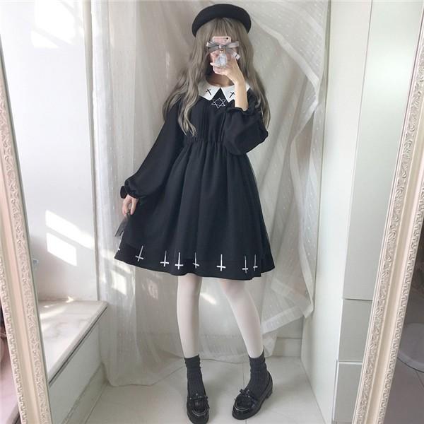ゴスロリ 半袖ワンピース ロリータ 長袖 パンク ゴシック コスプレ