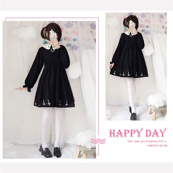 ゴスロリ 半袖ワンピース ロリータ 長袖 パンク ゴシック コスプレ