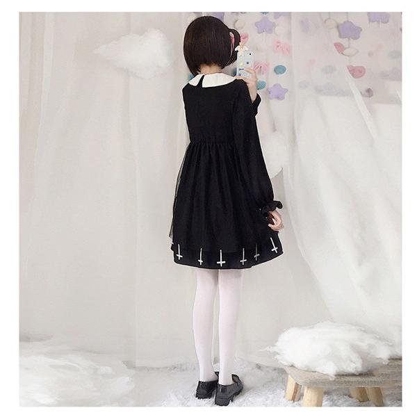 ゴスロリ 半袖ワンピース ロリータ 長袖 パンク ゴシック コスプレ