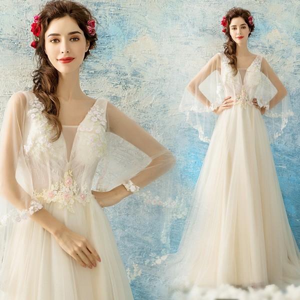 花柄 ブライダルドレス ウェディングドレス 花嫁 上品 結婚式 お呼ばれ カジュアル ロングドレス レース 豪華 ベアトップ D9313f0 フルグレース 通販 Yahoo ショッピング