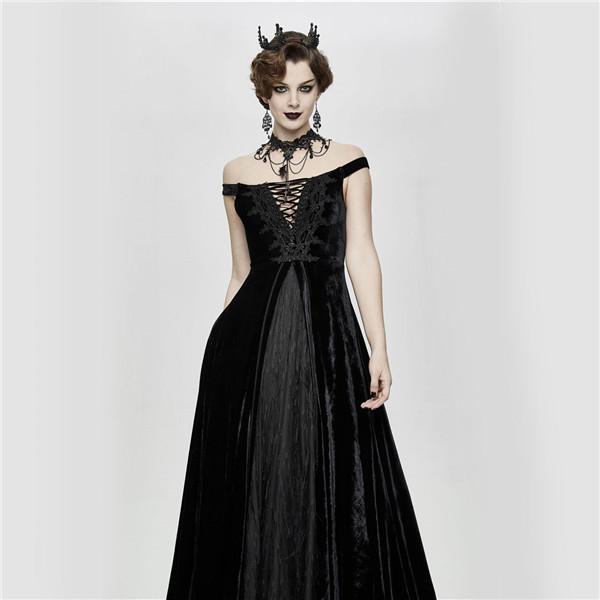 在庫有 中世17世紀 ドレス ゴスロリ 編み上げ ヨーロッパ中世公爵 宮廷服 文化祭 プロムドレス 貴族風 ブラック 女性用 ワンピース ゴシック風 メール便全国送料無料 Ieem In