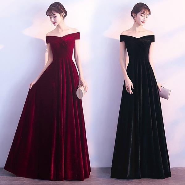 オフショルダー ロングドレス 肩出し ベルベット 背中開き オフショルダー ロングドレス 肩出し ベルベット 背中開き