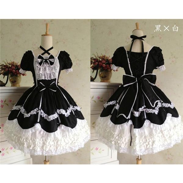 ゴスロリ ワンピース ロリータ ゴシック コスプレ メイド 全7色 衣装