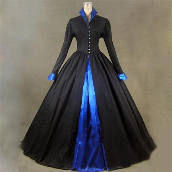 受注生産 ブルー 黒 貴族 服ドレス ロングドレス ゴシック様式 冬 ボールガウン ビクトリアタイプ コスプレ 学園祭 サイズ指定ok Da432c0 フルグレース 通販 Yahoo ショッピング