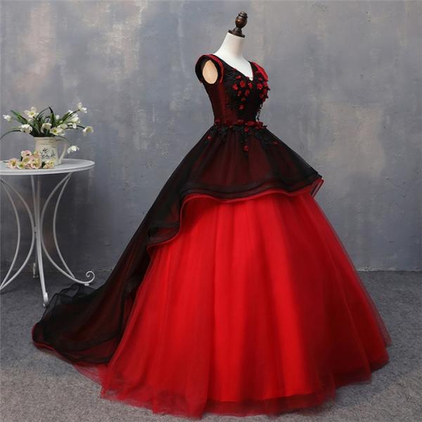 マリココウガ ♡ 東京ソワール フクレフラワージャカードロングドレス 赤 黒 マリココウガ ♡ 東京ソワール フクレフラワージャカードロングドレス