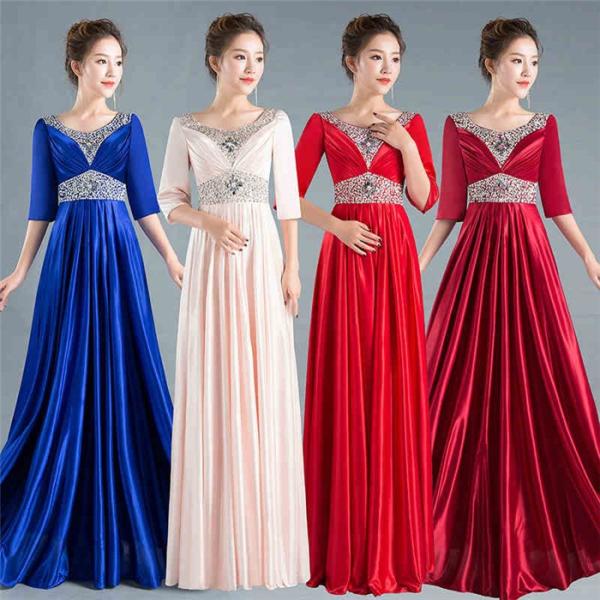 9size 4color ロングドレス イブニングドレス スパンコール 発表会
