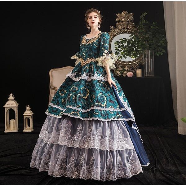プリンセスライン 中世貴族風 宮廷 お嬢様 パーティー ロングドレス 大きいサイズ ワンピース 刺繍 プリンセスライン フリル 長袖 Aライン 5y4vzinogd ファッション Tecnonautasbolivia Com