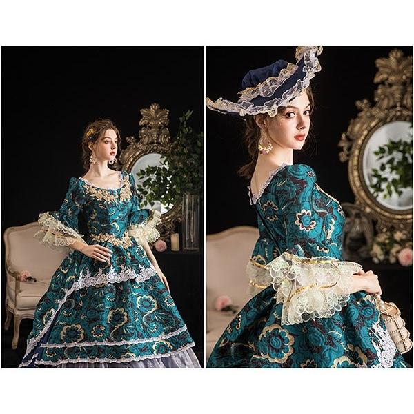 プリンセスライン 中世貴族風 宮廷 お嬢様 パーティー ロングドレス