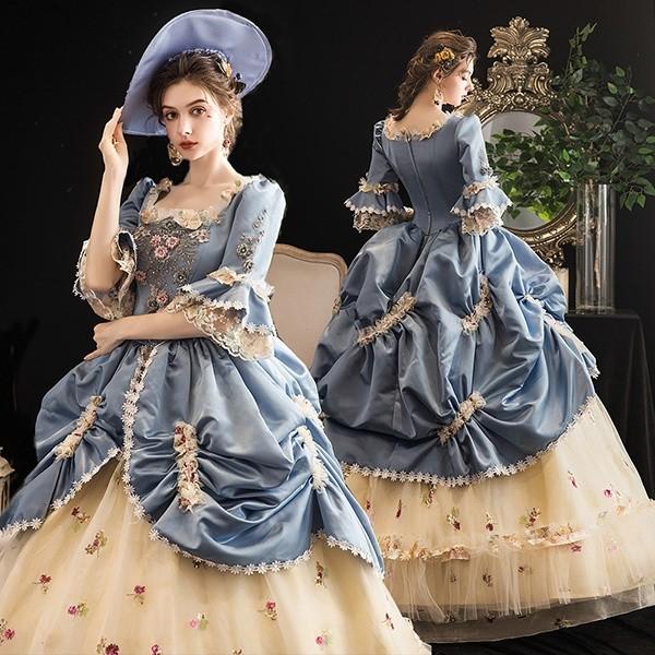 プリンセスライン 中世貴族風 お嬢様ドレス パーティー ロング プリンセスライン 中世貴族風 お嬢様ドレス パーティー ロング