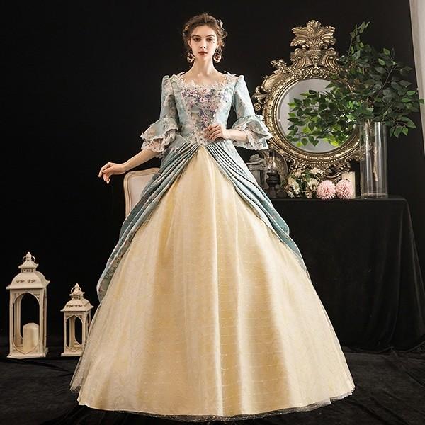 プリンセスライン 貴族 ドレス 舞台衣装 中世貴族風 宮廷 パーティードレス ロングドレス ワンピース 刺繍 フリル Aライン Da748s1 フルグレース 通販 Yahoo ショッピング