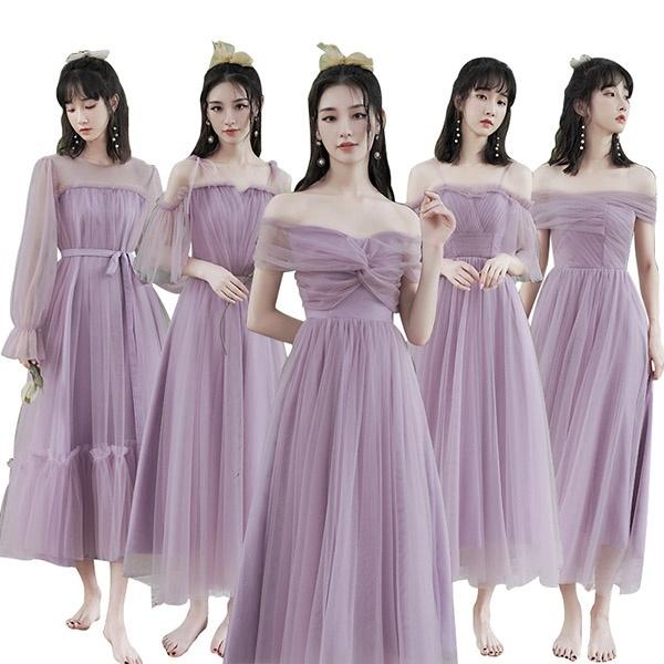 5タイプ ブライズメイドドレス パープル 花嫁 二次会 パーティー 5タイプ ブライズメイドドレス パープル 花嫁 二次会 パーティー
