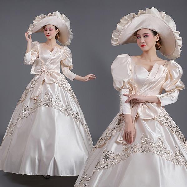 ロングドレス お姫様ドレス 中世ヨーロッパ ステージ フィッテッドカフス 帽子付き 舞台衣装 貴族風 プリンセスライン ワンピース コスプレ Da3s1 フルグレース 通販 Yahoo ショッピング