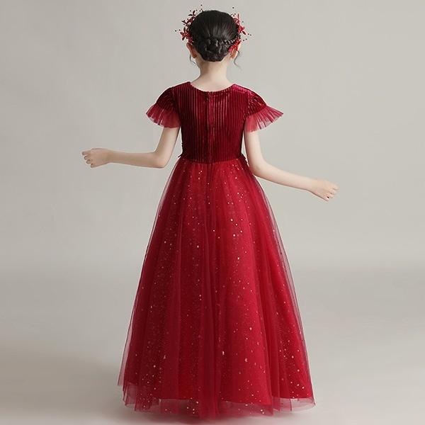 キッズドレス 子供ドレス ピアノ 発表会 ワンピース 半袖 キラキラ