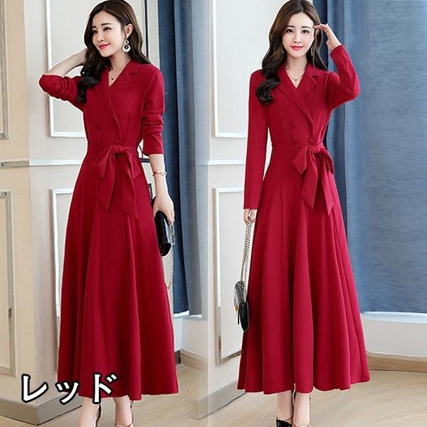 M〜3XL】ブラウスワンピ フォーマルワンピース 超ロング ウエスト