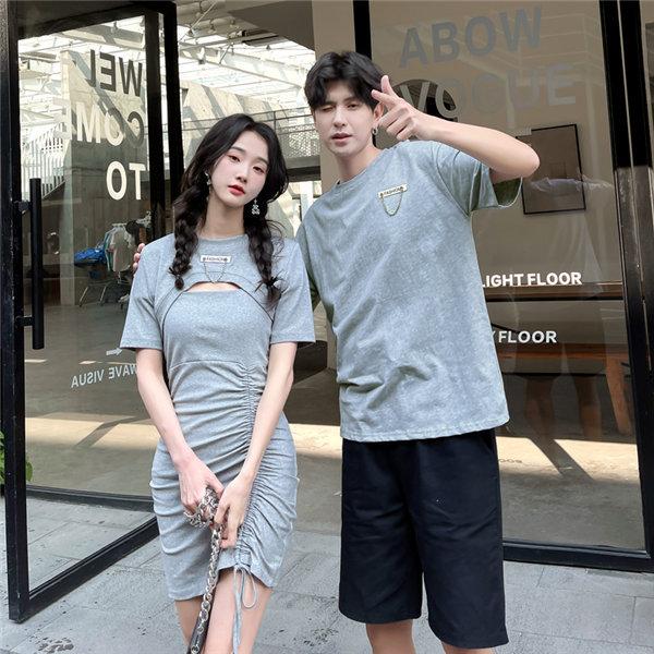 ペアルック Tシャツ カップル ペア ワンピース Tシャツ春服 記念日 人気 コーデ おしゃれ かわいい 韓国風 新婚旅行 プレゼント De093zb フルグレース 通販 Yahoo ショッピング