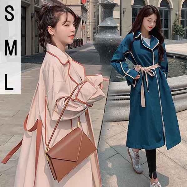 スプリングコート レディース ベルト付き トレンチコート ロング アウター 無地 ファッション 長袖 カジュアル おしゃれ 韓国風 ピンク ブルー Df061t2 フルグレース 通販 Yahoo ショッピング