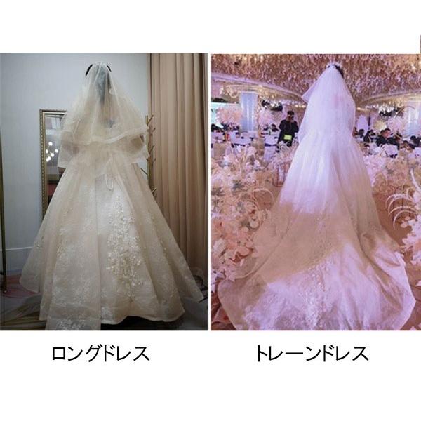 ウェディングドレス 花嫁 Vネック レース ぽっちゃり 結婚式 編み上げ
