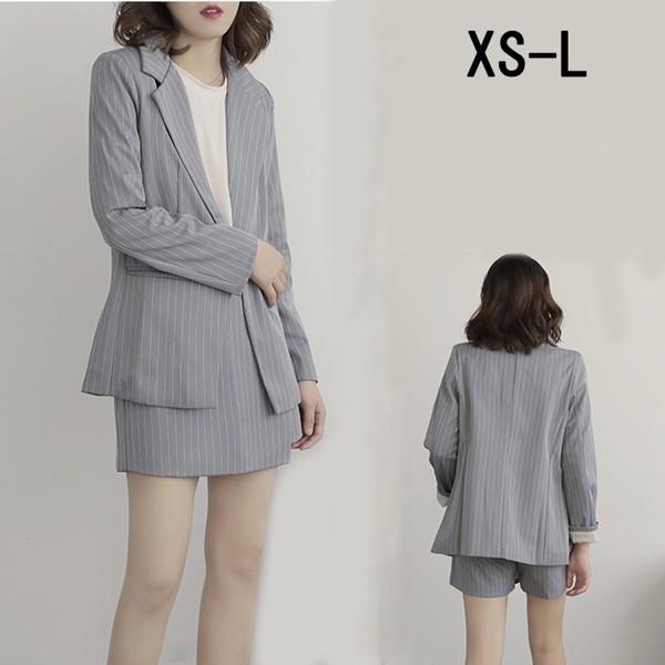 150cm キュロット スーツ グレーストライプスーツ（ブローチ付き） スーツ レディース セットアップ 事務服 キュロットスカート