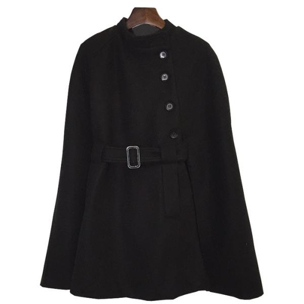 B4756■カミシマチナミ 袖スリット ウール ケープ ポンチョ コート 38 sakishimatokyo ポンチョ フェイクウール フレア切り替え