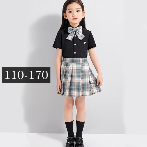 【美品】卒業式　フォーマルキッズ制服 ネイビー チェック柄スカート 卒服 卒業式 小学校 女子 2024 女の子 スーツ チェック柄 セット