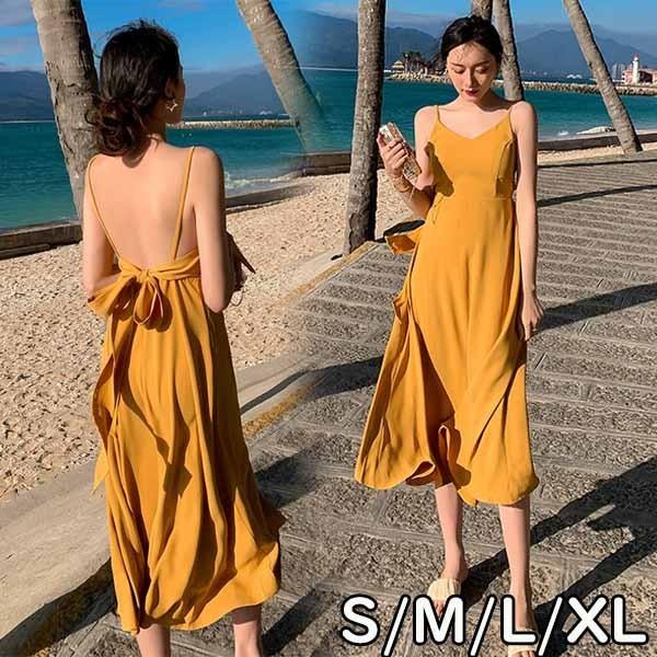 背中 開き ワンピース リゾートワンピ ハワイ リゾートワンピーロング