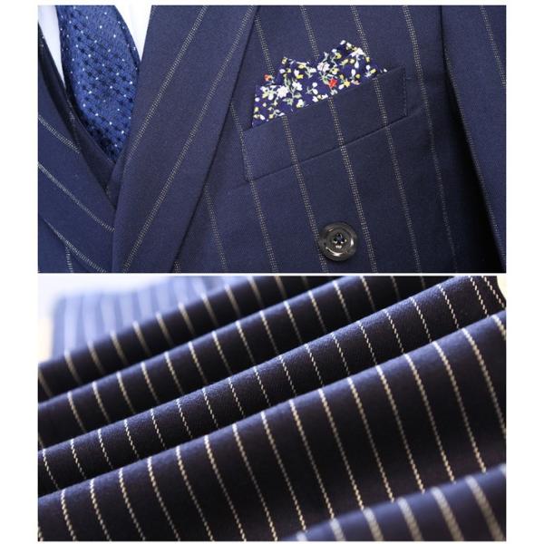 ダブルブレスト ピンストライプ スリーピース 2つボタンスーツ