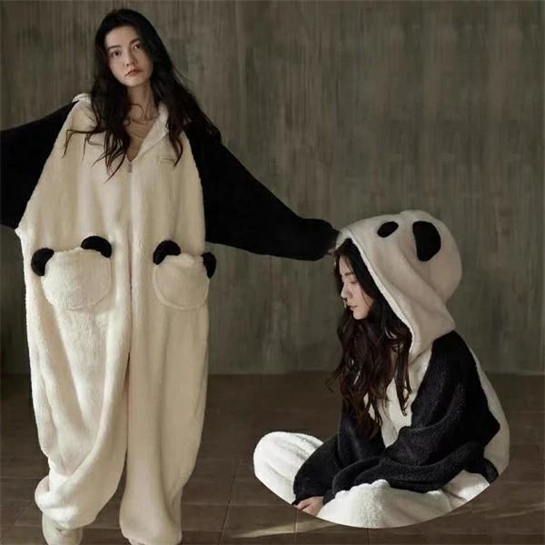 もこもこ ルームウェア panda パンダ パジャマ 冬 きぐるみ フード付き