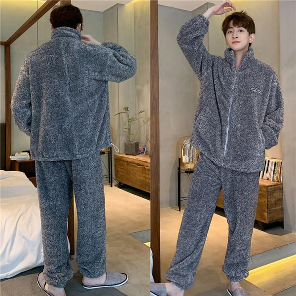 もこもこ パジャマ メンズ ルームウェア 部屋着 上下セット 冬 前開き 長袖 寝間着 冬服 グレー M L Xl Dh039c0 フルグレース 通販 Yahoo ショッピング