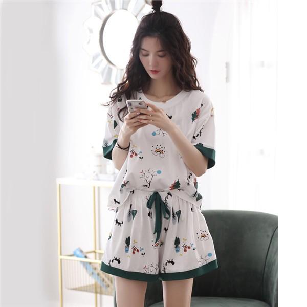 パジャマ 新作 ルームウェア パジャマ レディース 夏 部屋着 寝巻き コットン おしゃれ かわいい 上下セット 可愛い 韓国風 Dh041zm フルグレース 通販 Yahoo ショッピング