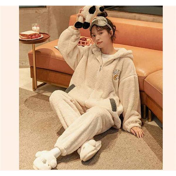 フリース フード付き パジャマ 上下セット ふわぬくマイクロフリースボーダージップパーカルームウェア上下セット