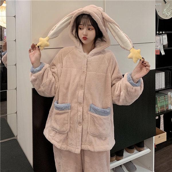 パジャマ レディース 冬 かわいい 長袖 ルームウェア もこもこ 寝巻き 韓国 上下セット 部屋着 プレゼント フード付き うさぎ耳付き Dh299d3 フルグレース 通販 Yahoo ショッピング