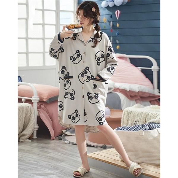 パンダ柄 夏 ワンピース パジャマ レディース 長袖 可愛い 夏 春 韓国 パジャマ ナイトウェア 部屋着 大人 プレゼント おしゃれ ギフト Dh740g4 フルグレース 通販 Yahoo ショッピング