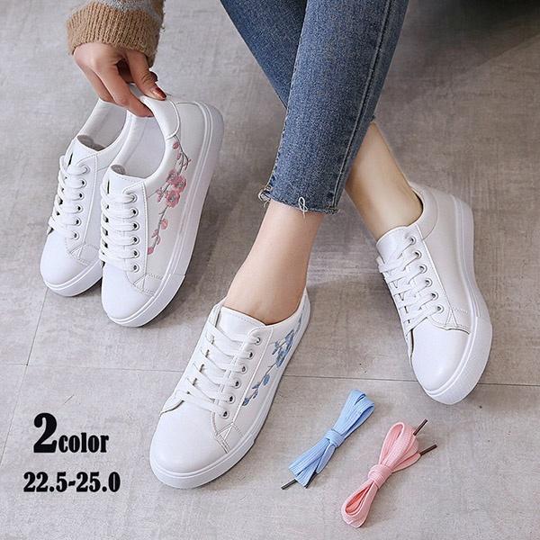 スニーカー レディース シューズ ローカット 刺 花柄 カジュアル おしゃれ シンプル 白スクールシューズ 春秋 定番 軽量 22 5 25 0 Di021c7 フルグレース 通販 Yahoo ショッピング