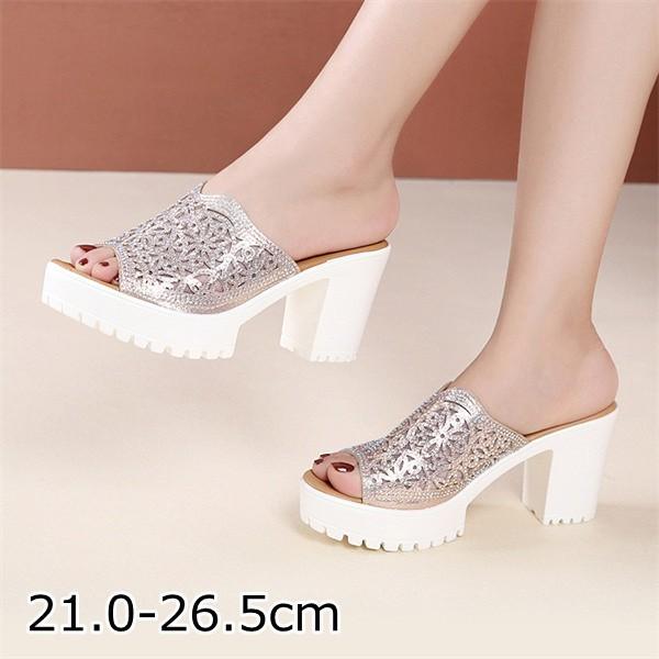 ミュール 太いヒール 厚底サンダル ハイヒール 小さいサイズ ストーム ヒール8cm 大きいサイズ ファッション 普段履き サマー Di0g5 フルグレース 通販 Yahoo ショッピング