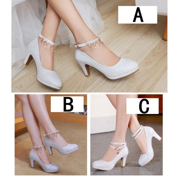 ウエディングシューズ ハイヒール パンプス スリッポン 結婚式 花嫁