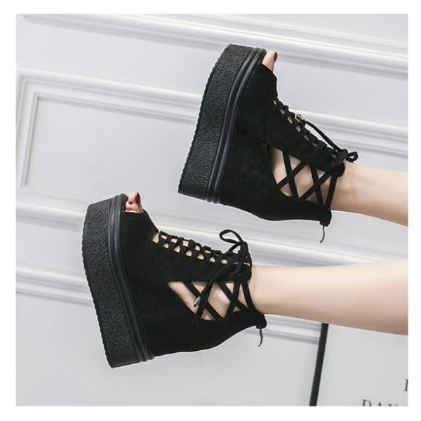 14th addiction 黒 オープントゥ ウェッジヒールブーツ 14th addiction 黒 オープントゥ ウェッジヒールブーツ