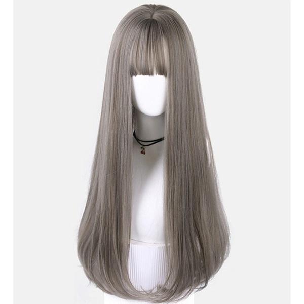 フルウィッグ ロングウィッグ 姫カット レディース 小顔 ヘアネット付 ふんわり前髪 コスプレ ハロウィン wig かつら つけ毛 姫ウィッグ