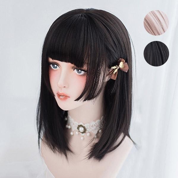 フルウィッグ 姫カット ボブヘアー ミディアムボブ 前髪あり ナチュラル 原宿風 かつら ぱっつん前髪 可愛い大人用 普段使い 文化祭 Dp078n1 フルグレース 通販 Yahoo ショッピング