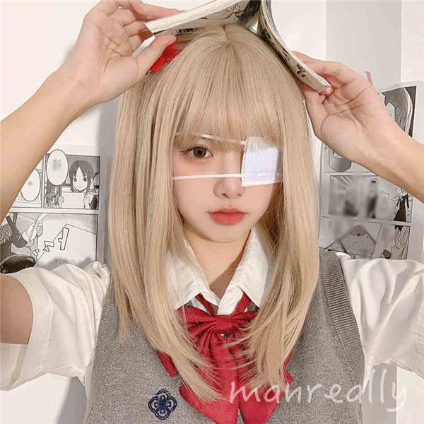 フルウィッグ ミディアム 金髪 自然 ウィッグ lolita 可愛い