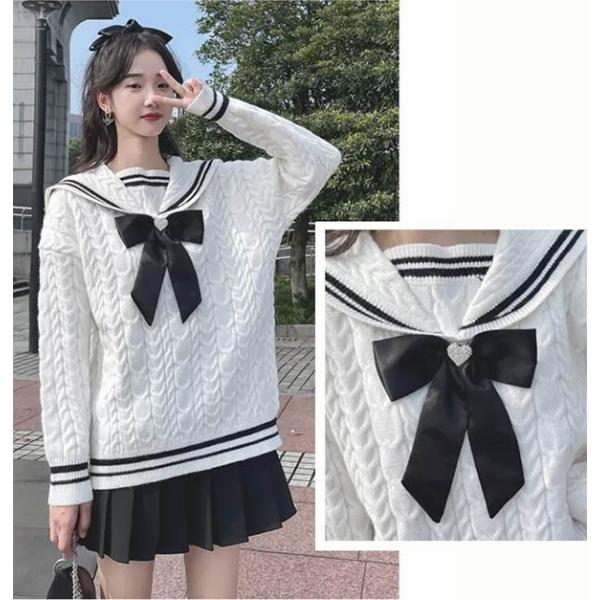 トップス メンズ レディース セーター ニット セーラー襟 ペアルック
