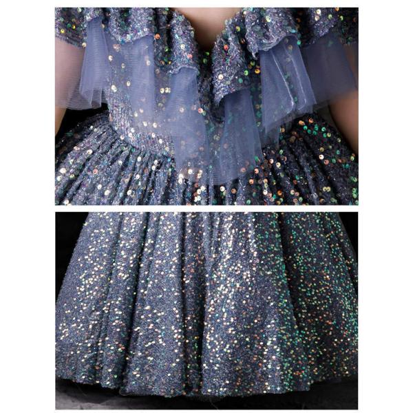 キッズドレス ピアノ 発表会 オフショルダー 透け感 肌見せ フリル