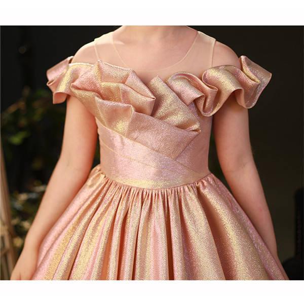 キッズドレス ピアノ 発表会 袖あり オフショルダー ピンク 透け感