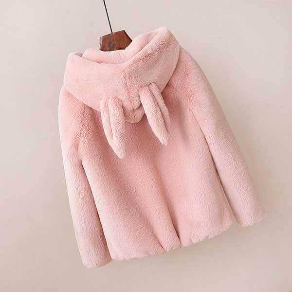 XS〜3L】コート うさ耳 もこもこパーカー ファー 暖かい グレー