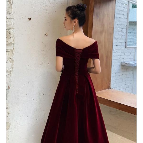 ドレス 大人 ピアノ 発表会 ロング丈 編み上げ オフショルダー