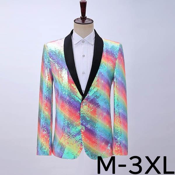 ジャケット メンズ ステージ衣装 演出服 スパンコール 虹色 カラフル キラキラ 個性的 カラオケ大会 ダンス衣装 王子様 演奏会 貴族服 忘年会 Dw240ze フルグレース 通販 Yahoo ショッピング