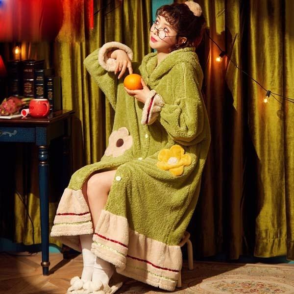 ルームウェア 寝巻き 寝間着 ワンピース かわいい 暖かい パジャマ レディース ガウン ゆったり 長袖パジャマ お揃い 前開き 冬 おしゃれ Ef114ze フルグレース 通販 Yahoo ショッピング