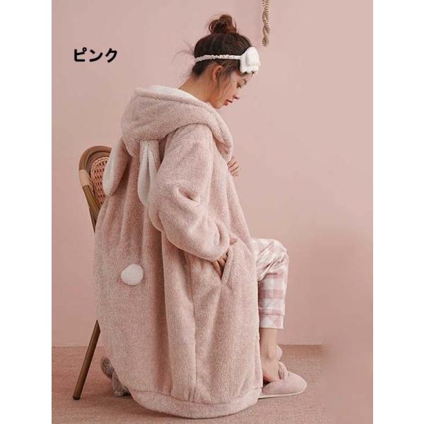 韓版働物のモコモコの寝巻の女の秋装季のかわいいウサギの耳の厚手のモコモコの家E 韓版働物のモコモコの寝巻の女の秋装季のかわいいウサギの耳の