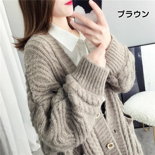 偉大な ざっくりニット カーディガン セーター ショートカーデ 毛糸 開き襟 トップス 長袖 無地 春ニット 体型カバー 秋服 厚手 シンプル 在庫処分大特価 Carlavista Com