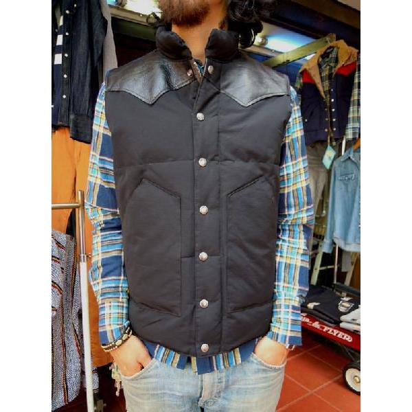 SUGAR CANE シュガーケーン レザーヨーク ダウンベスト ブラック SUGAR CANE シュガーケーンレザーヨークダウンベストSUGAR 119BLK